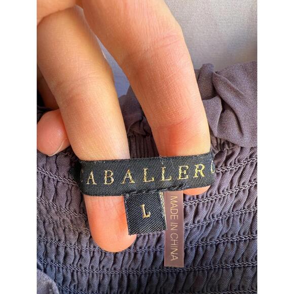 Caballero Rose Graphite Protea Paisley Jumpsuit Size L with Stains - Picture 6 of 11